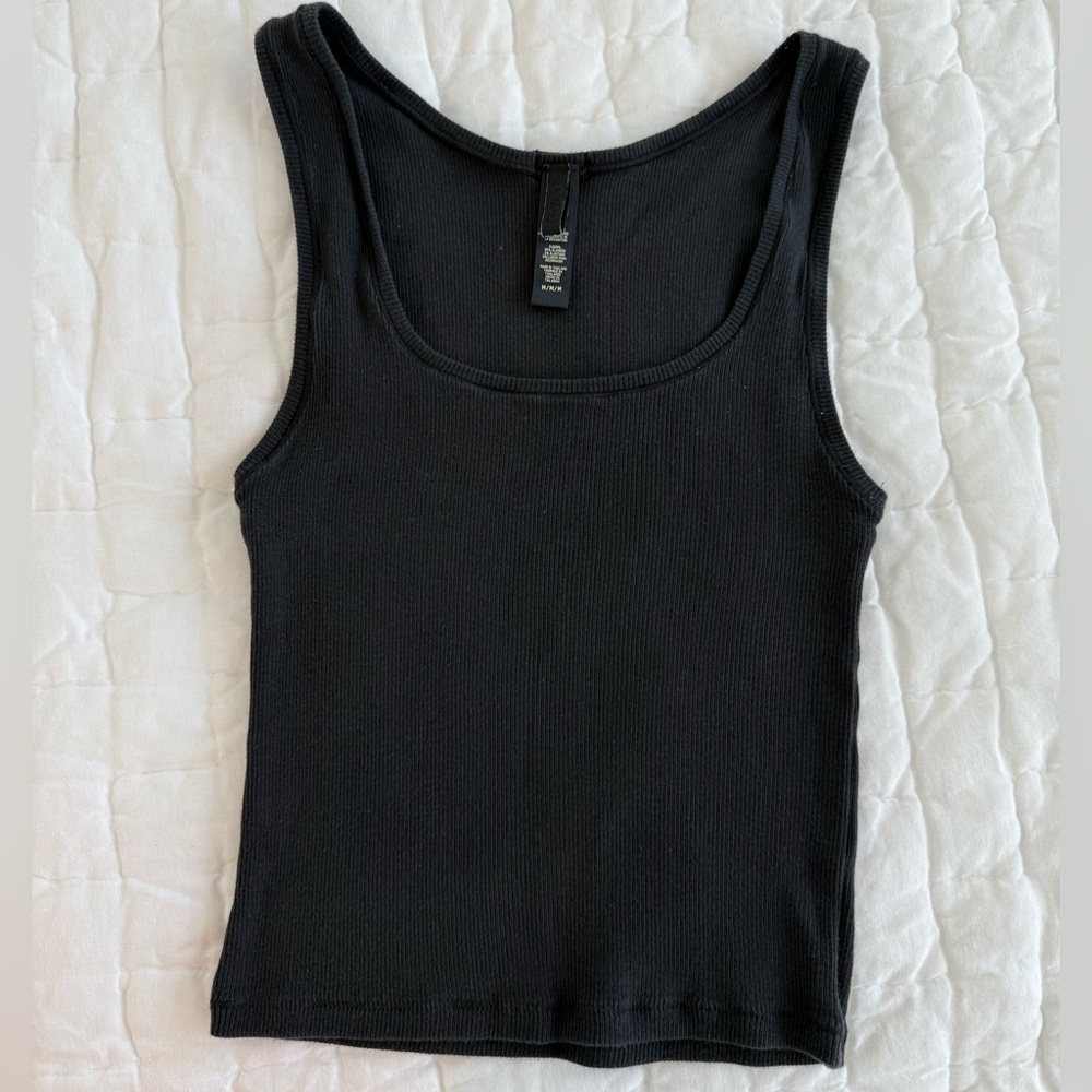 SKIMS Black Ribbed Tank Top - Women's Sleeveless Top
